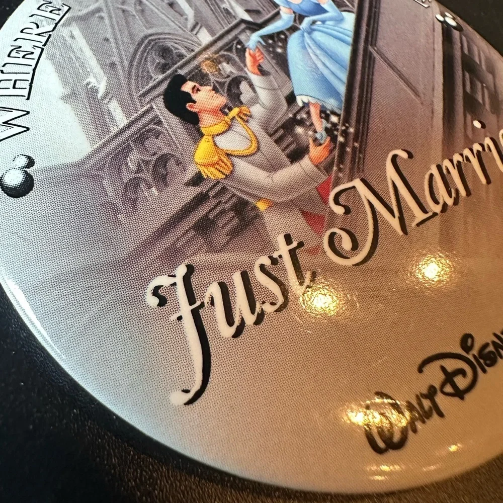 Walt Disney World Where Dreams Come True Just Married Bridal Pin Button RARE